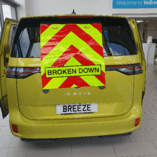 'Be Seen Screen' emergency car breakdown warning sign